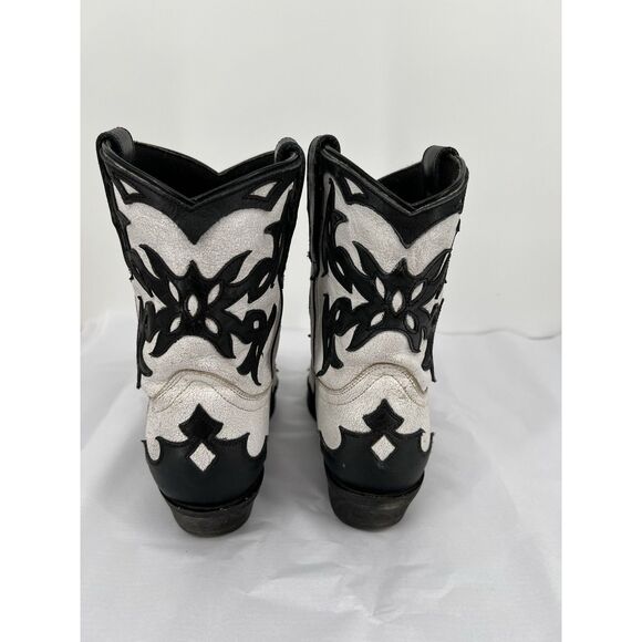 Laredo Aladina Boots Distressed White Leather Black Overlay Size 8 Western Cowgi - Picture 11 of 14